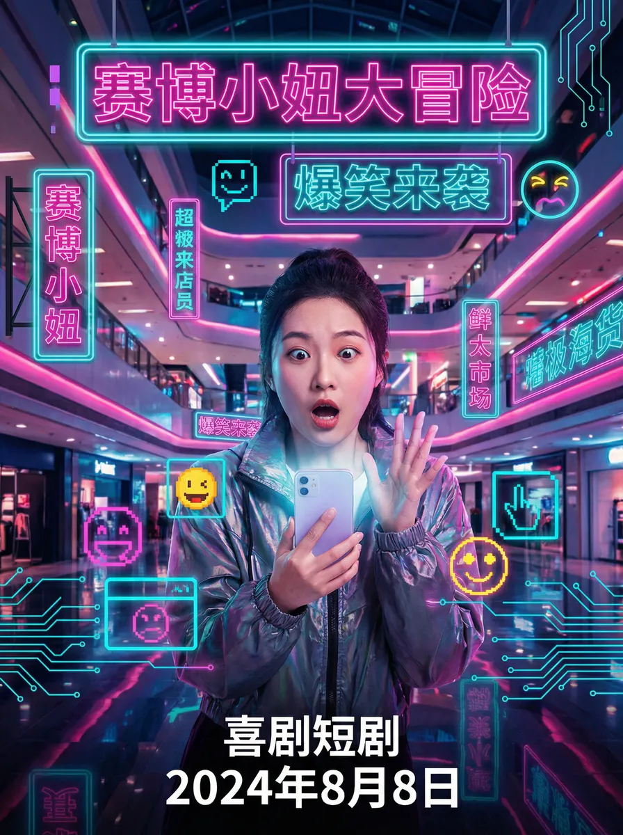 不知火舞出装 搞笑喜剧短剧 - 赛博小妞大冒险海报